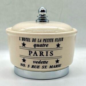 VINTAGE HOTEL DE LA PETITE FLEUR PARIS FRANCE VANITY ACCESS. LIDDED TRINKET JAR
